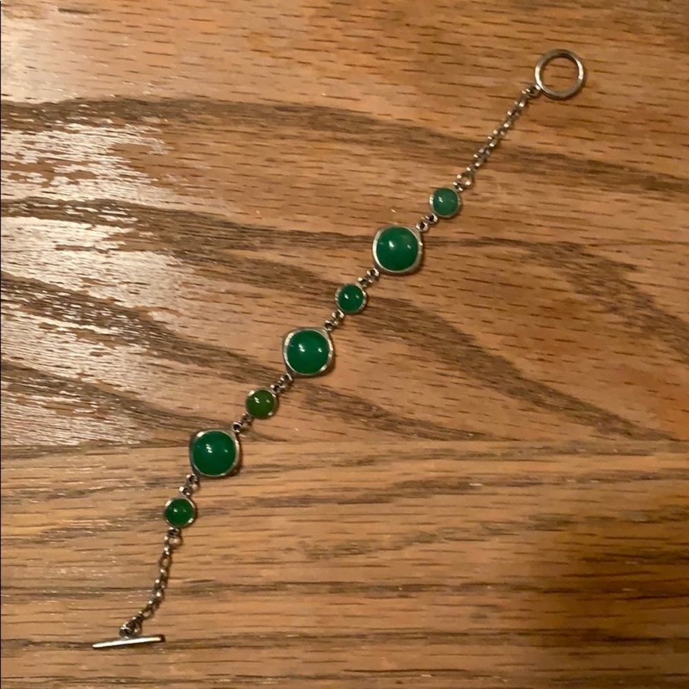 White gold and genuine jade bracelet